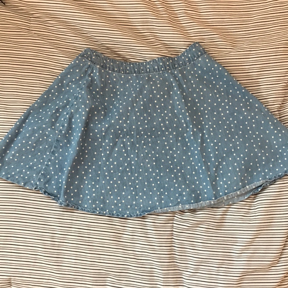 Jean polka dot skirt.